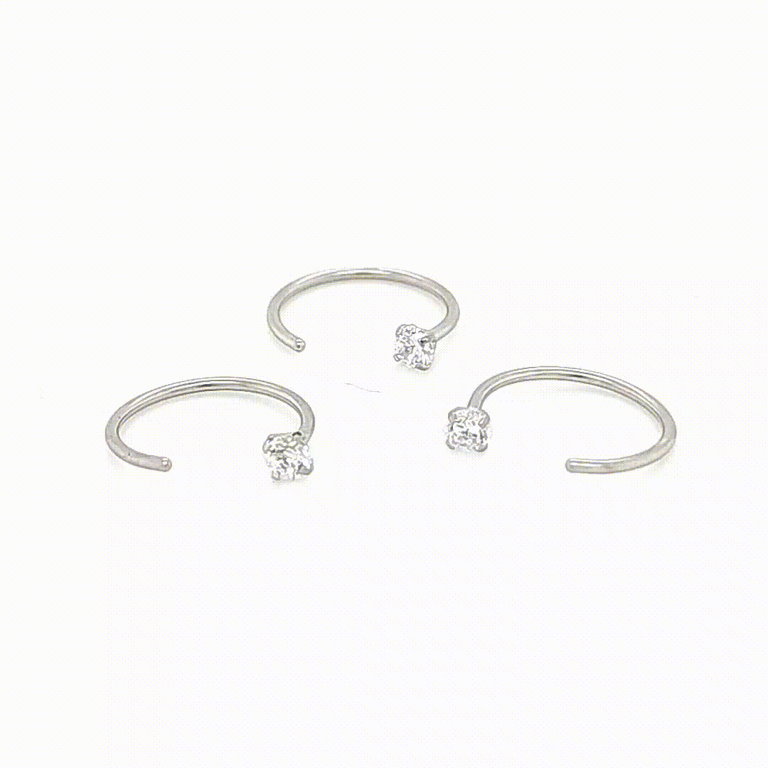 20G Hoop, Round CZ Set Flexible-316L S. Steel