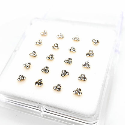925.Sterling Silver-3 Gems Nosestud, 20pc. Box