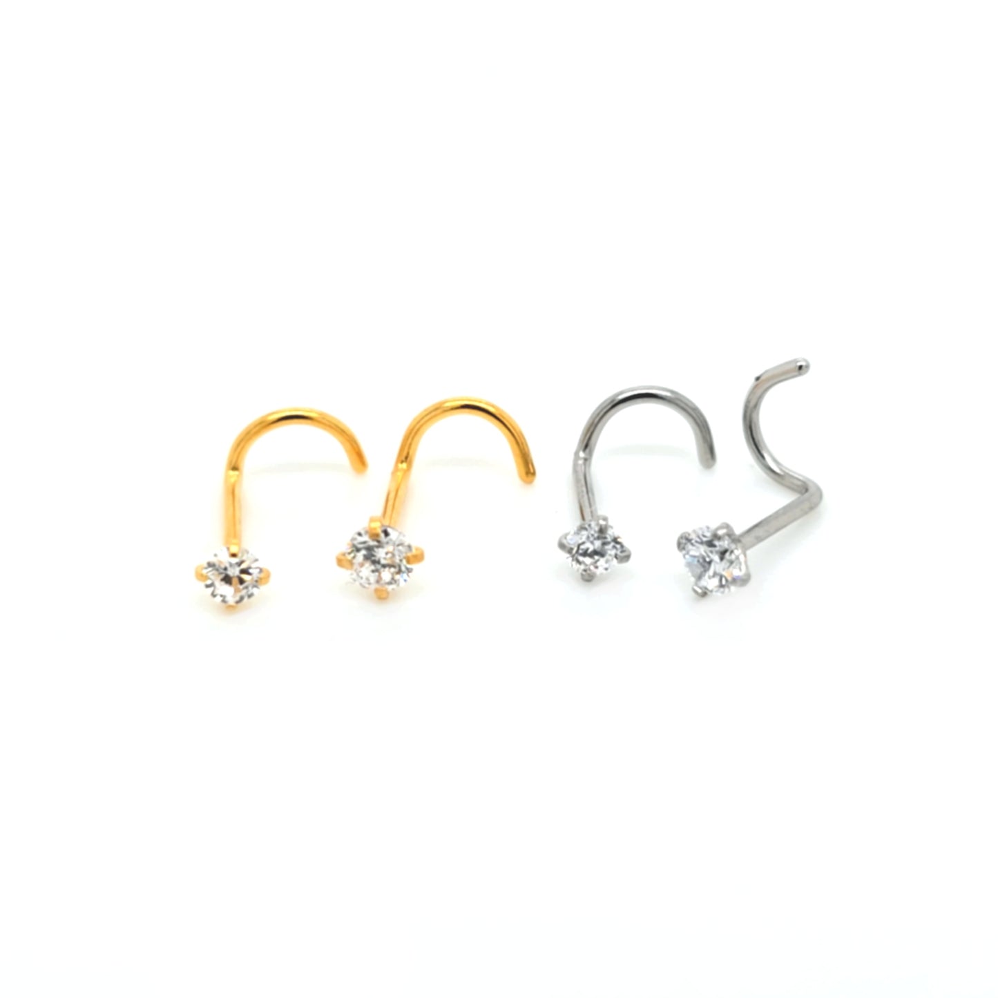 22G/20G CZ Set Nose Screw, Jeweled- 316L S. Steel