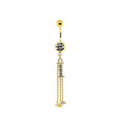 14G Belly-Initial Dangle A~I - Gold Steel
