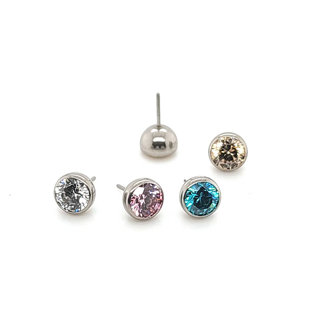 4mm Rund Bottom Bezel Set W/ Push Pin - 316L S. Steel