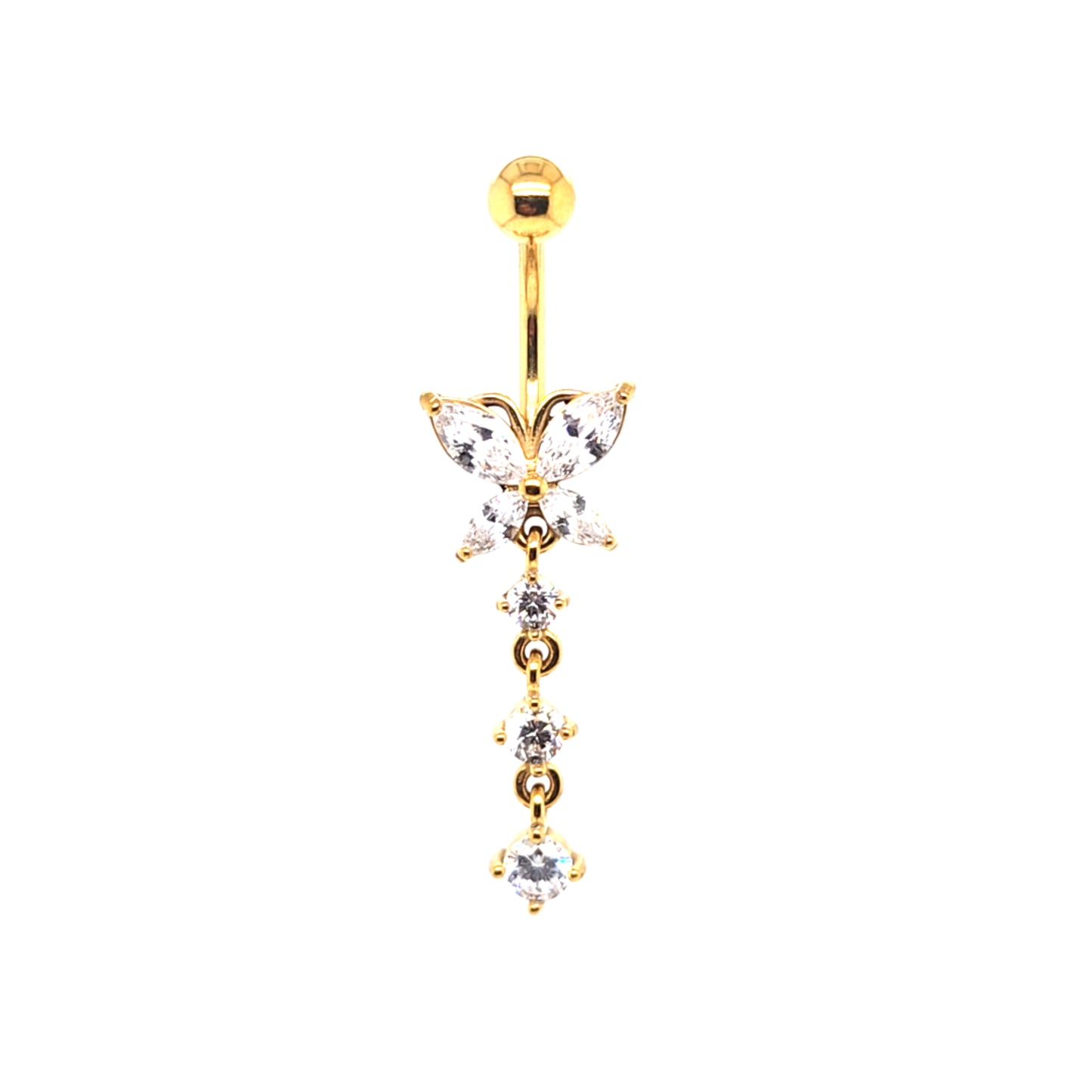ST-006 All 316L Steel Dangle Belly - Gold Steel