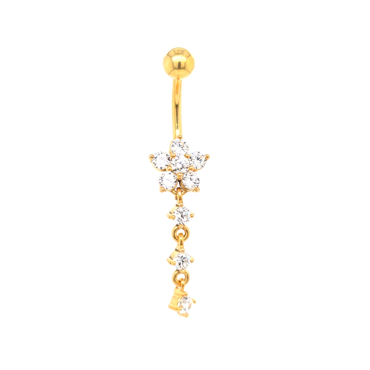 ST-008 All 316L Steel Dangle Belly - Gold Steel
