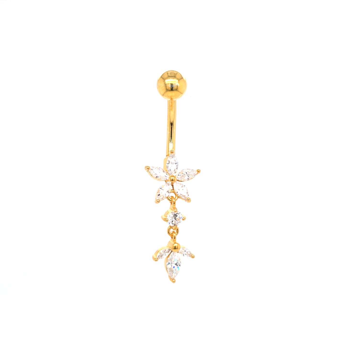 ST-009 All 316L Steel Dangle Belly - Gold Steel