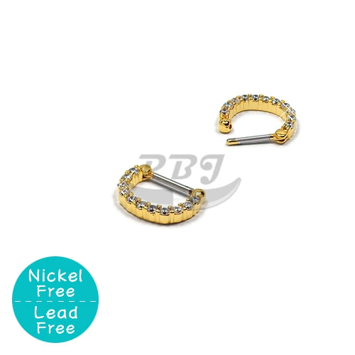 D Shape CZ Set Septum Design - Gold Steel