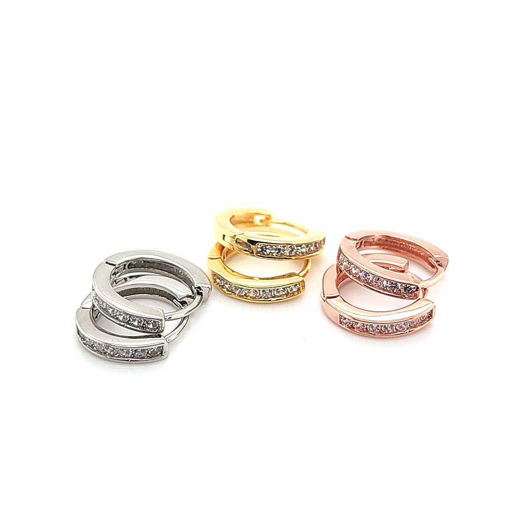 10mm CZ Hoop Earring- WhiteGold/ Gold/ RoseGold