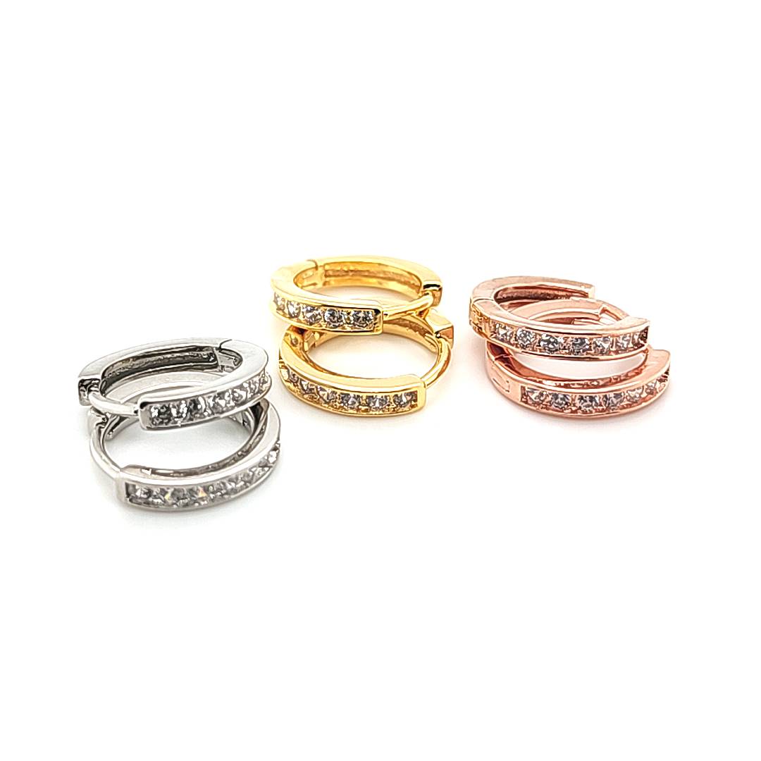 13mm CZ Hoop Earring- WhiteGold/ Gold/ RoseGold