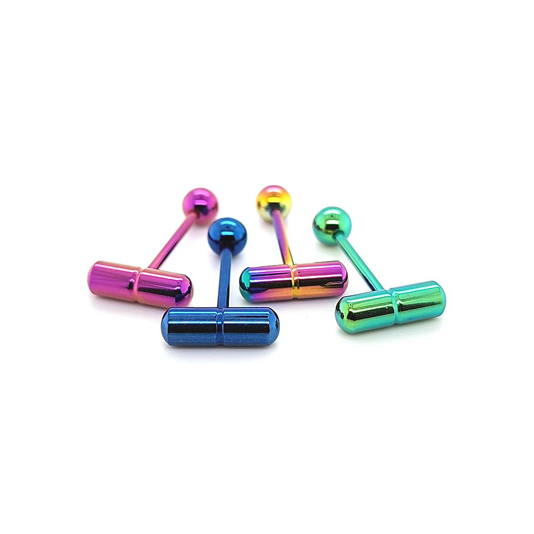 14G Barbell, Capsule-Color Steel