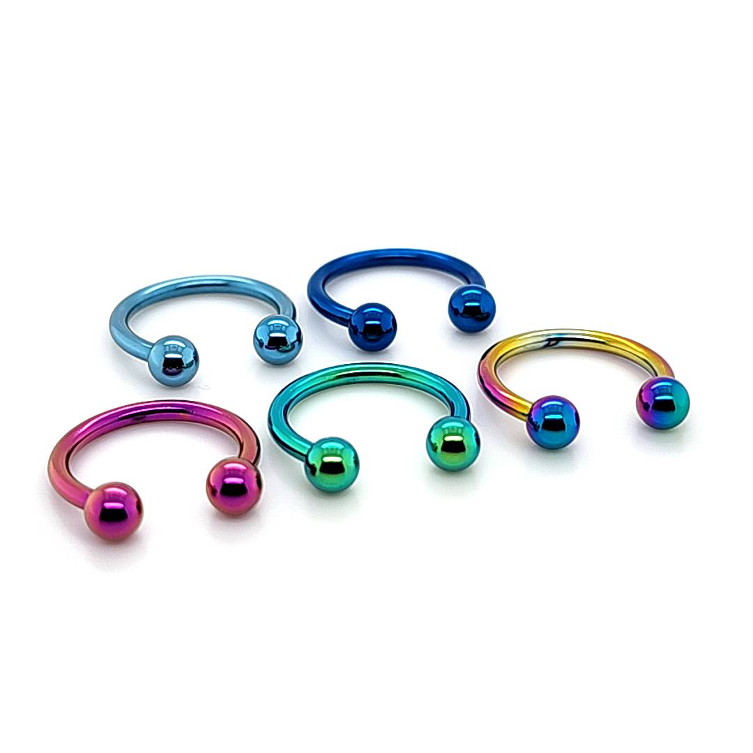 14G CBB Horseshoe, Ball-Color Steel