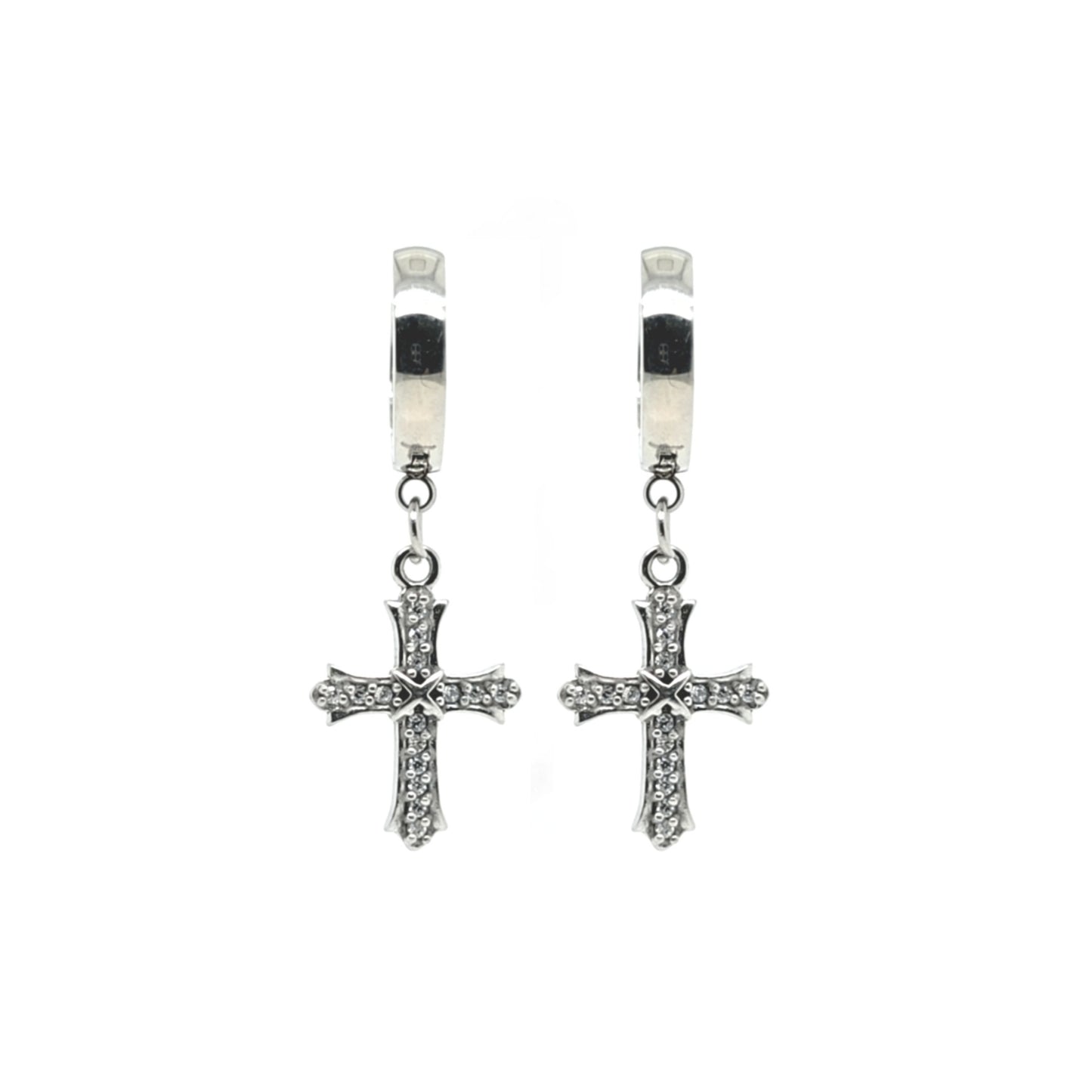 Round Hoop Earring w/Cross 5 - 316L S. Steel
