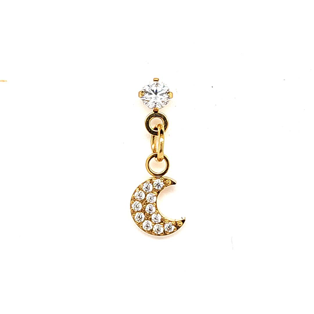 18G Labret- Moon CZ Dangle
