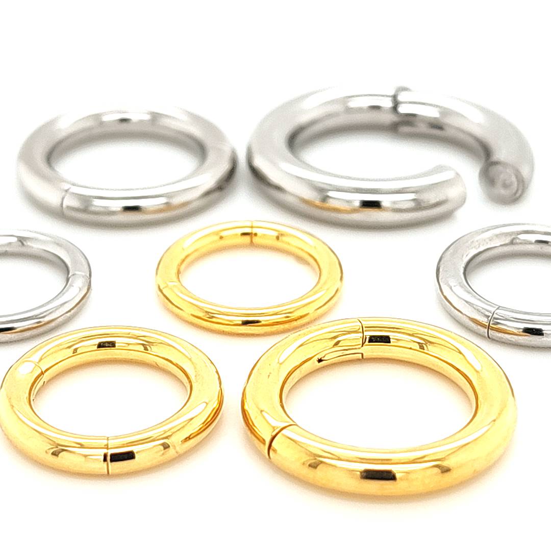 12G Hinged Segment Clicker- 316L S. Steel/Gold Steel