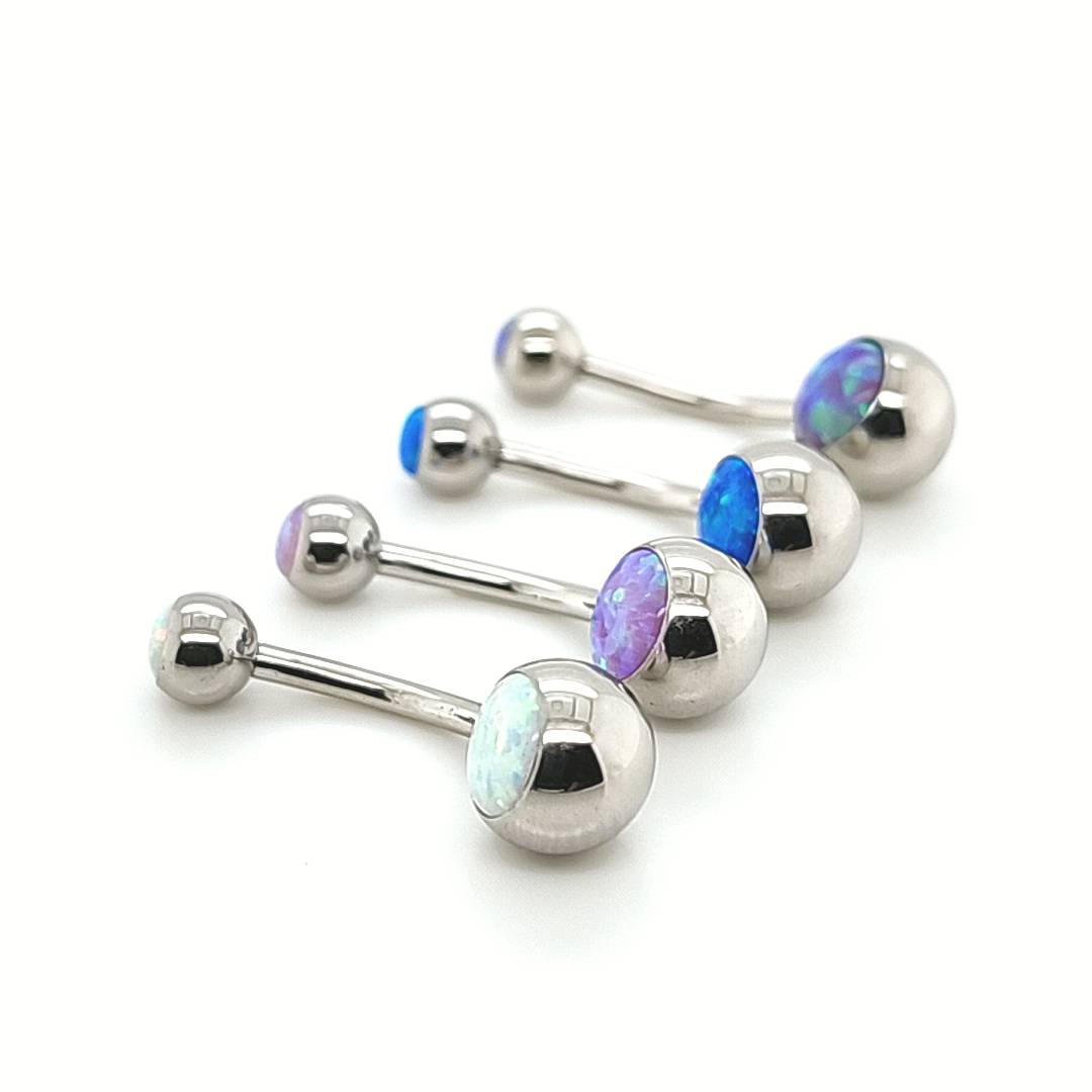 14G Opal Cabochon Ball Belly - 316L S. Steel