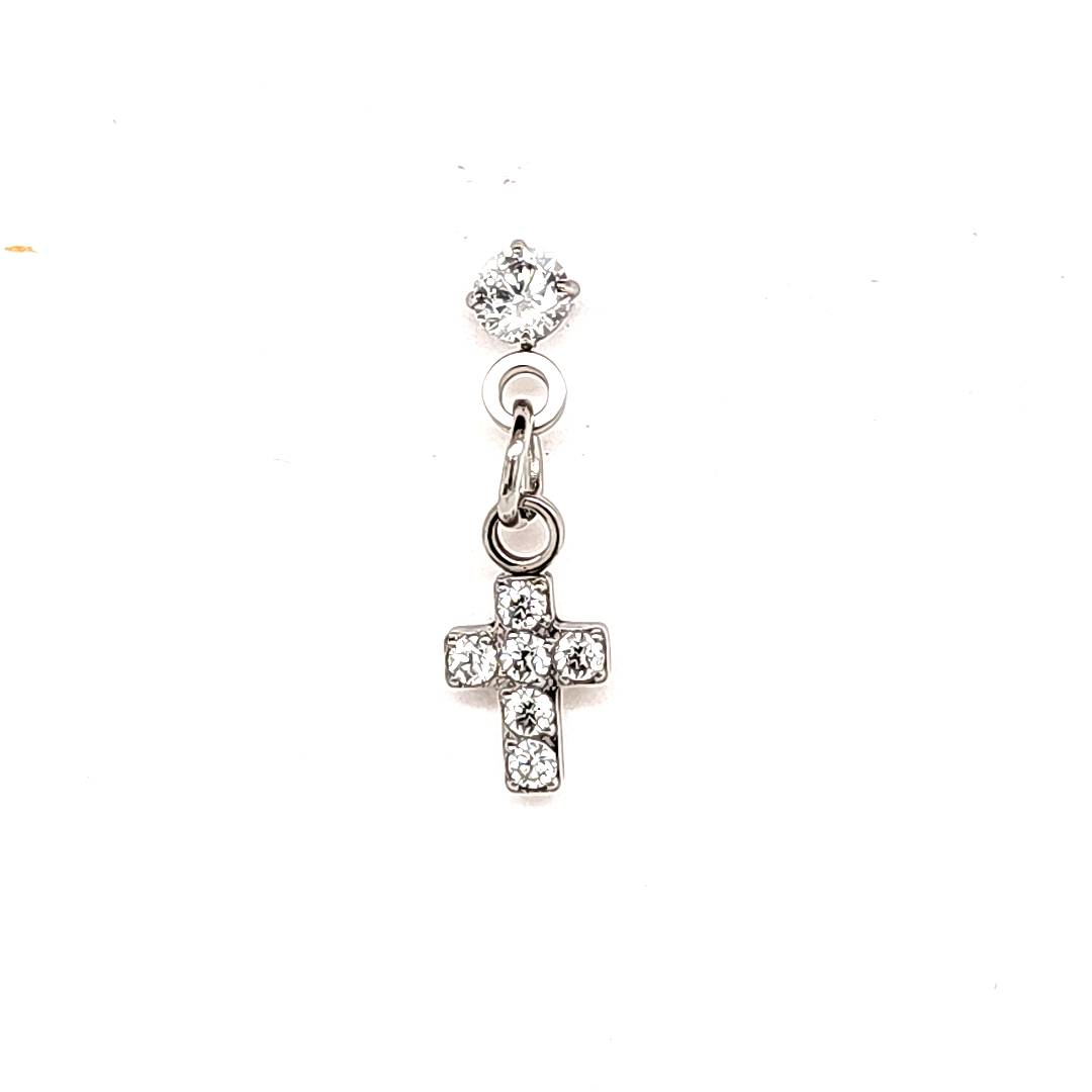 18G Labret- CZ Cross Dangle