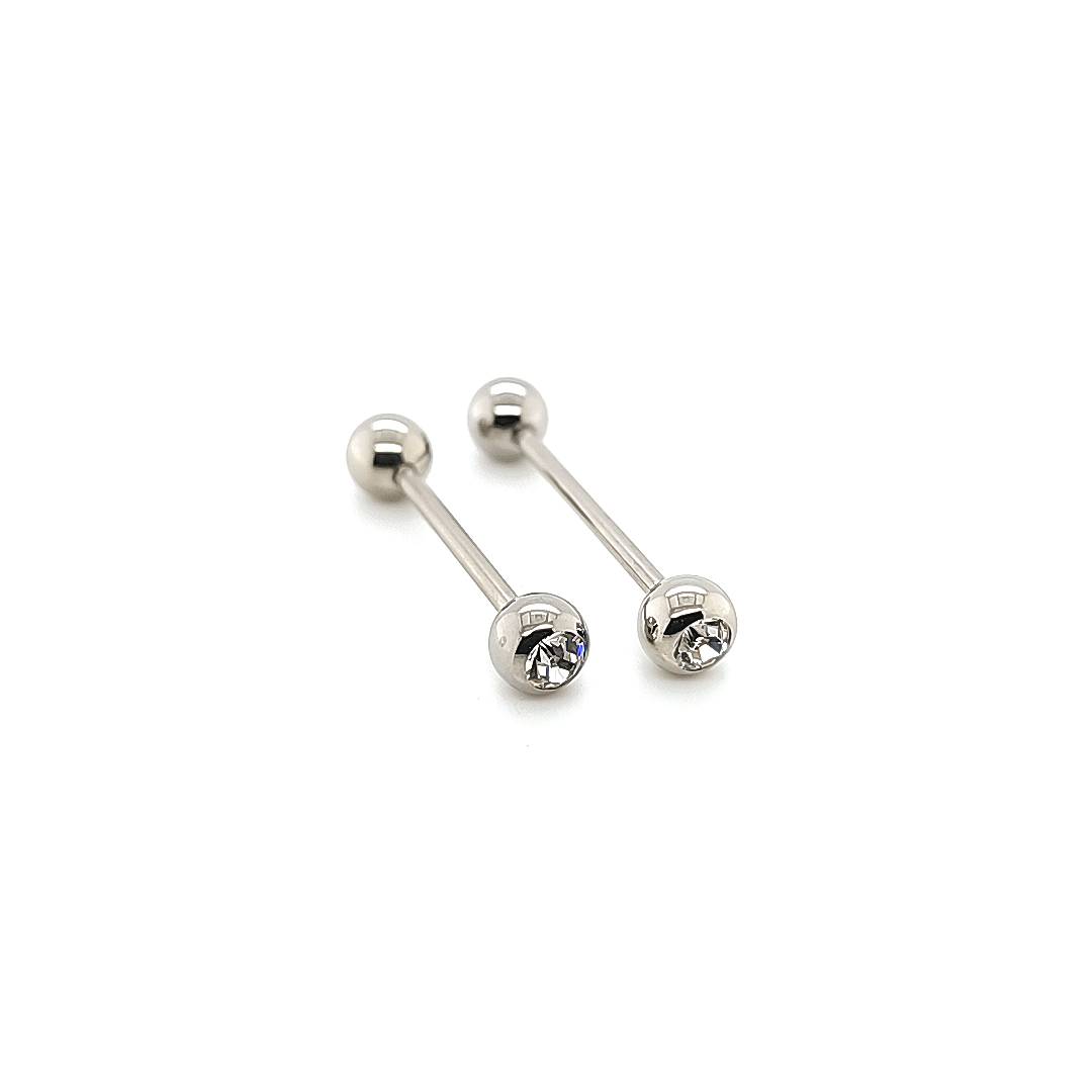 14G Jeweled Long Barbell -316L S. Steel