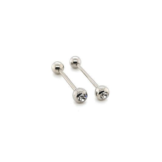 14G Jeweled Long  Barbell -316L S. Steel