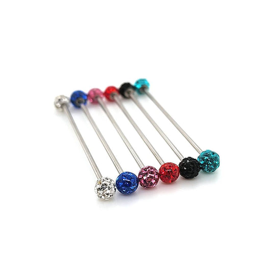 16G Industrial Disco Ball Barbell- 316L S. Steel