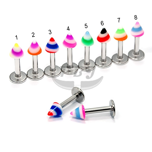 16G Acrylic Labret, Cone 4mm- Slant