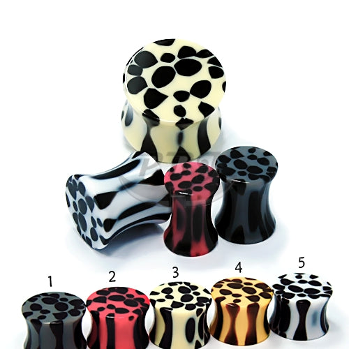 Acrylic-Double Flared Solid Plug, Leopard