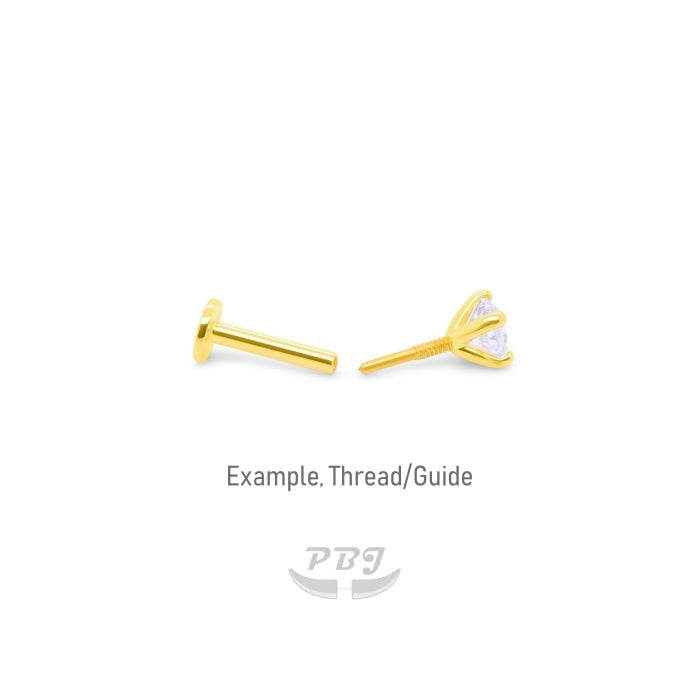 14K Gold- 18g/16g CZ Lighting Bolt Labret