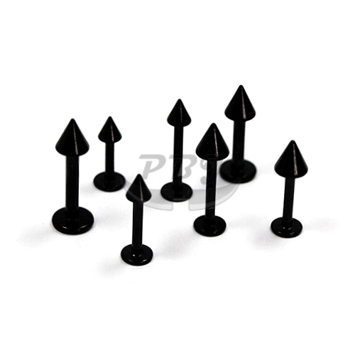 16G Labret, Small Cone-Black Steel