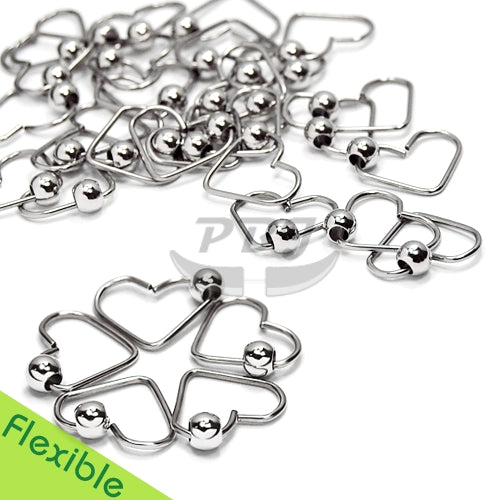 20G Heart Hoop & w/ Ball, Flexible-316L. S. Steel