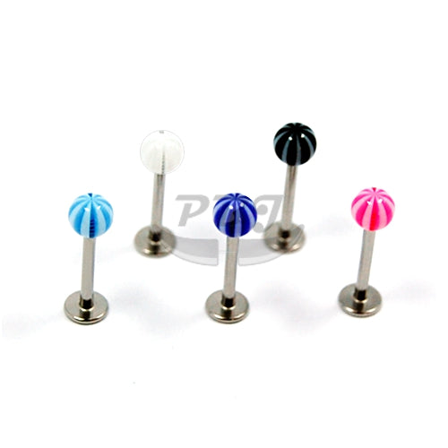 16G Acrylic Labret, Ball 4mm- Beach Ball