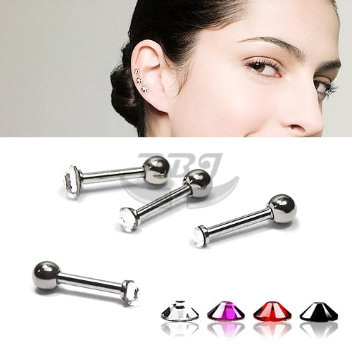 18g Mini Barbell, Jeweled-316L S. Steel