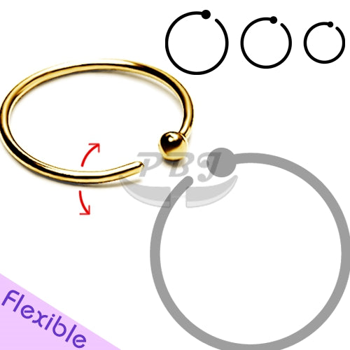 20G Hoop w/ Ball, Flexible-Gold Steel & Rose Gold