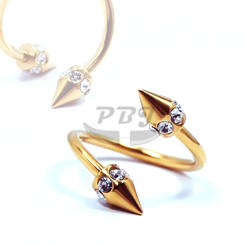 16G Twister, Multi Stone, Cone-Gold Steel