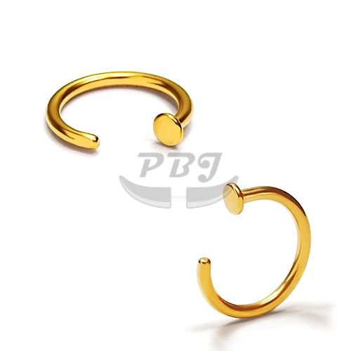 20G Hoop w/Stopper, Flexible-Gold Steel