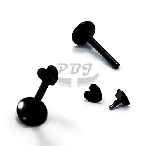 16G Labret, Heart Monroe-Black Steel
