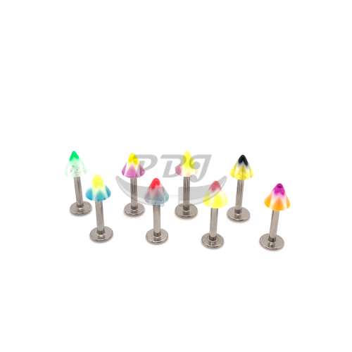 16G Acrylic Labret, Cone 4mm- Star Glitter