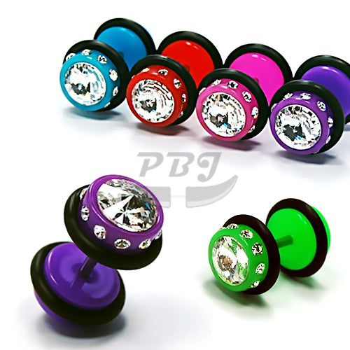 16G Acrylic Fake Barbell- Multi Jeweled