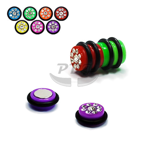 Magnetic Acrylic Fake Plug- Multi Jeweled