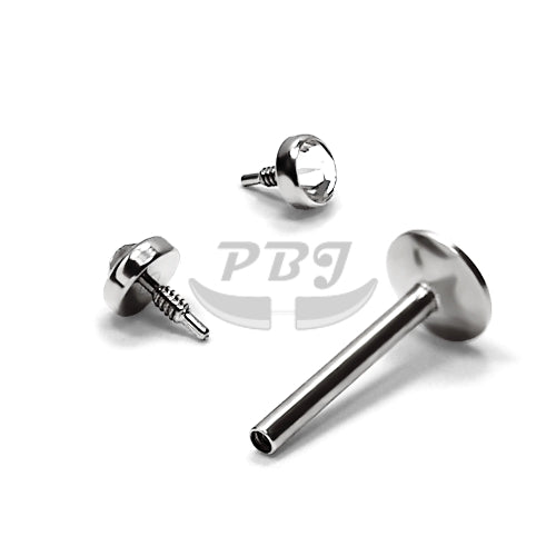 16G Labret, Big Flat Gem- 316L S. Steel