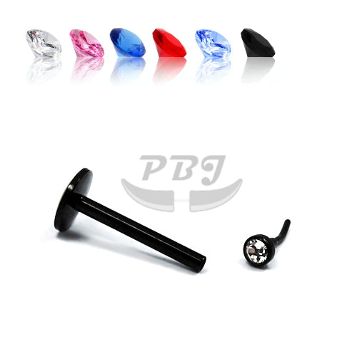 16G Push Labret, Monroe- Black Steel
