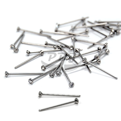 20G Nose Stud, Jeweled Fishtail,#24/#25-316L S. Steel