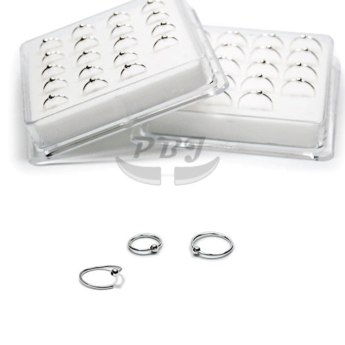 925.Sterling SIlverr - Nose Hoop w/ Ball, Flexible, 20pc. Box