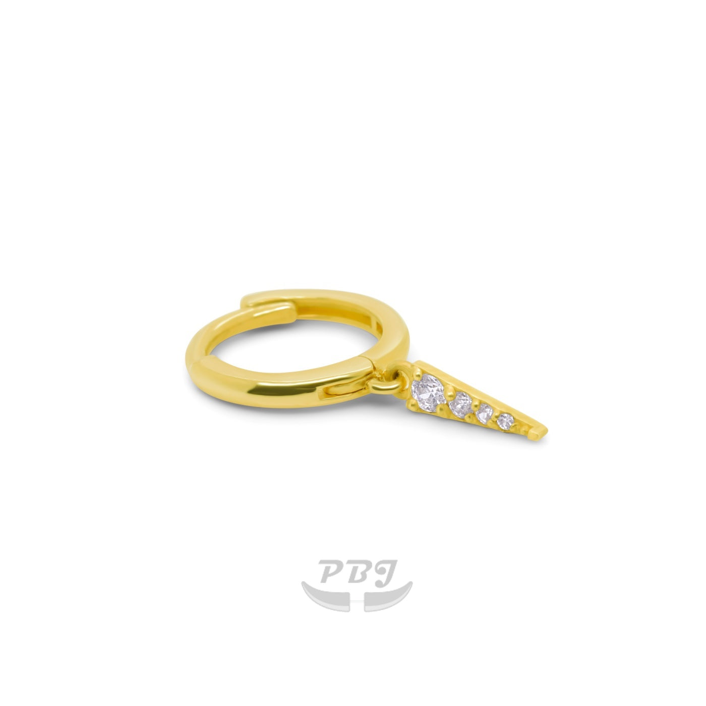 14K Gold- Hoop Earring w/ Long Cz Triangle