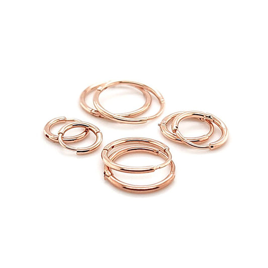 1.2mm Thin Round Hoop Earring- Rose Gold Steel