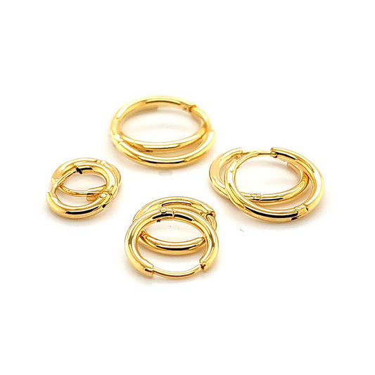 1.6mm Thin Round Hoop Earring- Gold Steel