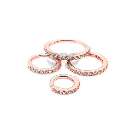 16G CZ Hinged Segment Clicker, Thick Style-Rose Gold Steel