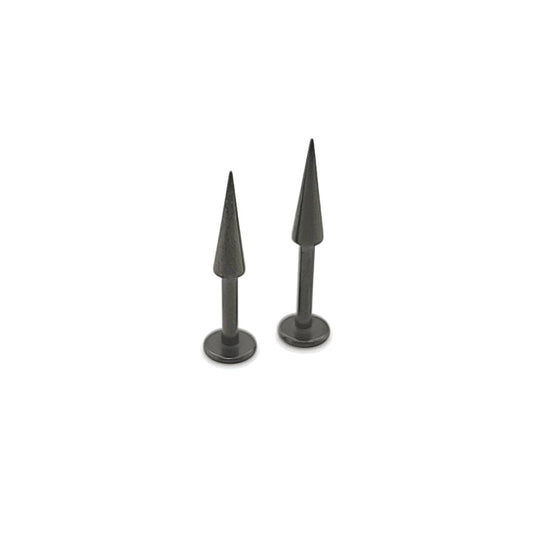 14G Labret, Long Cone 2-Black Steel