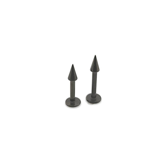 14G Labret, Long Cone-Black Steel