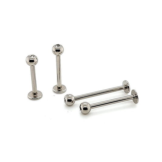 16G Labret, Long Post Stone Ball-316L S. Steel