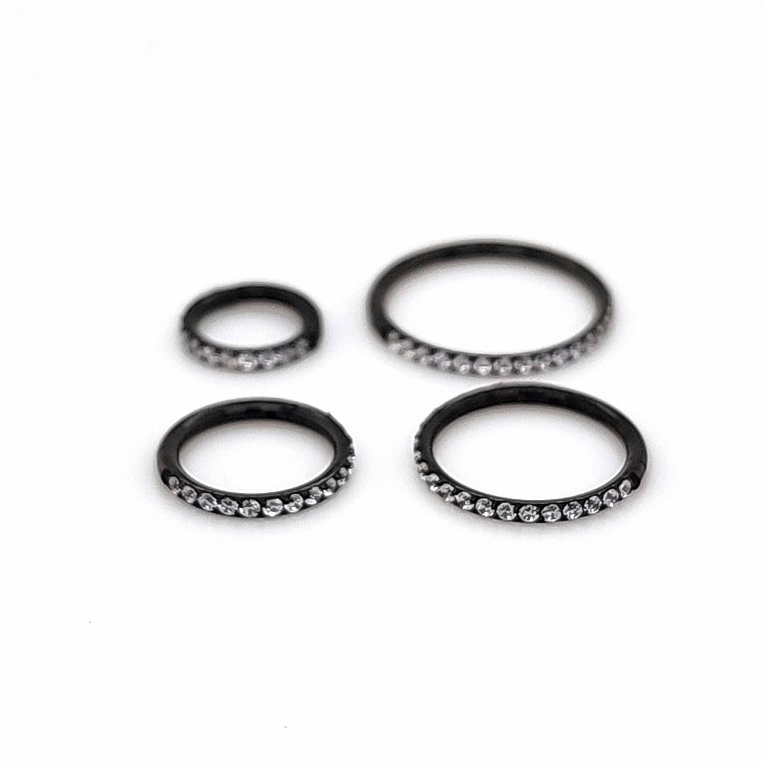 16G New CZ Hinged Segment Clicker, Side CZ- Black Steel