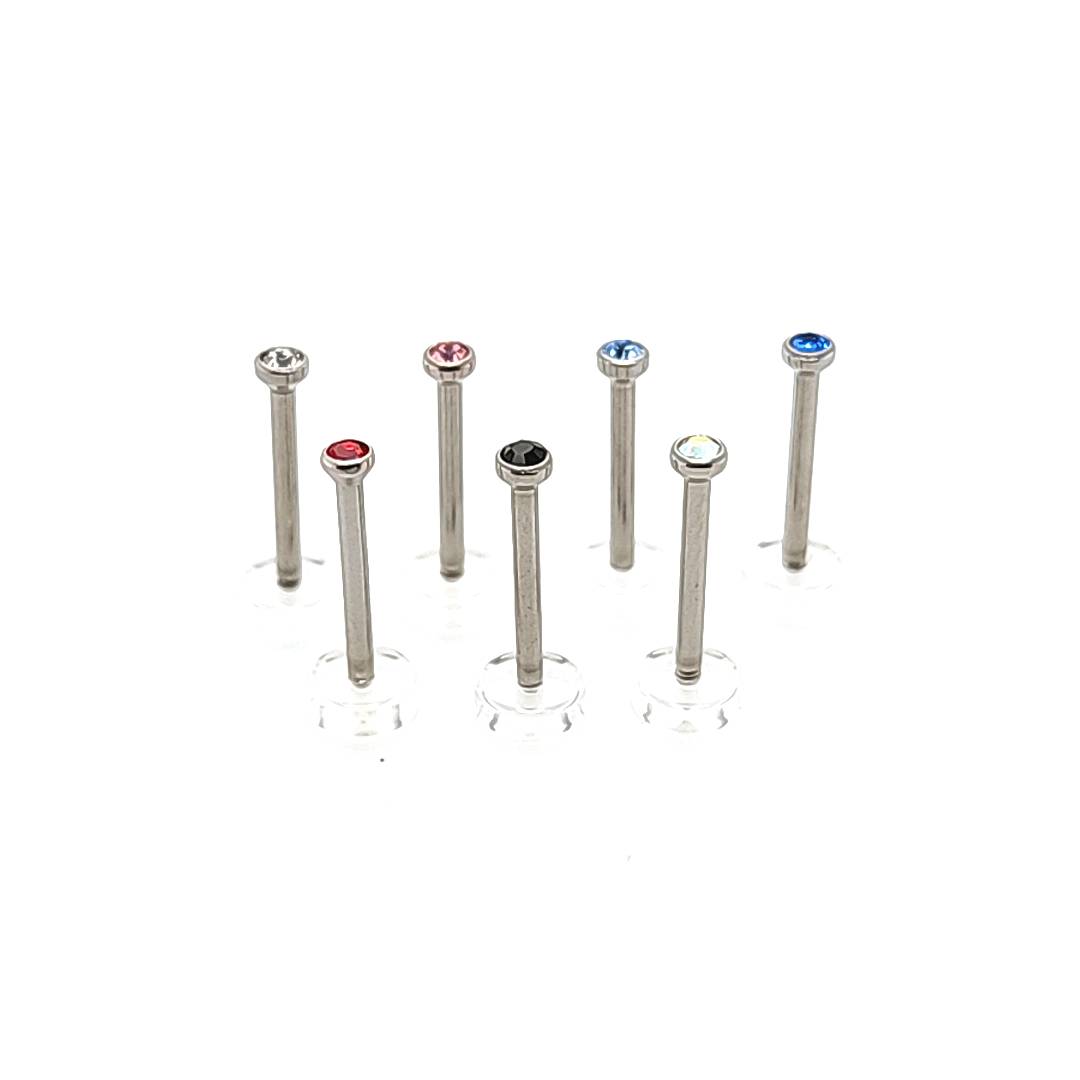 16G Labret, Clear Back Jeweled-316L S. Steel – Pico Body Jewelry