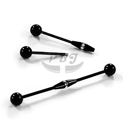 16G/14G Industrial Barbell- Multistone Center-Black Steel