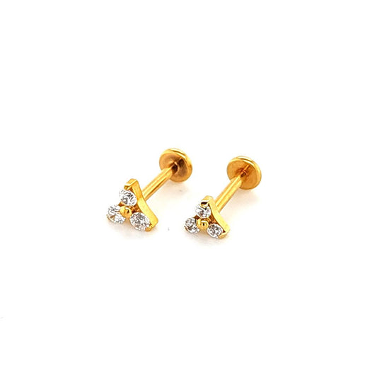 18g/16g Labret- Casting Trintiy CZ- Gold Steel